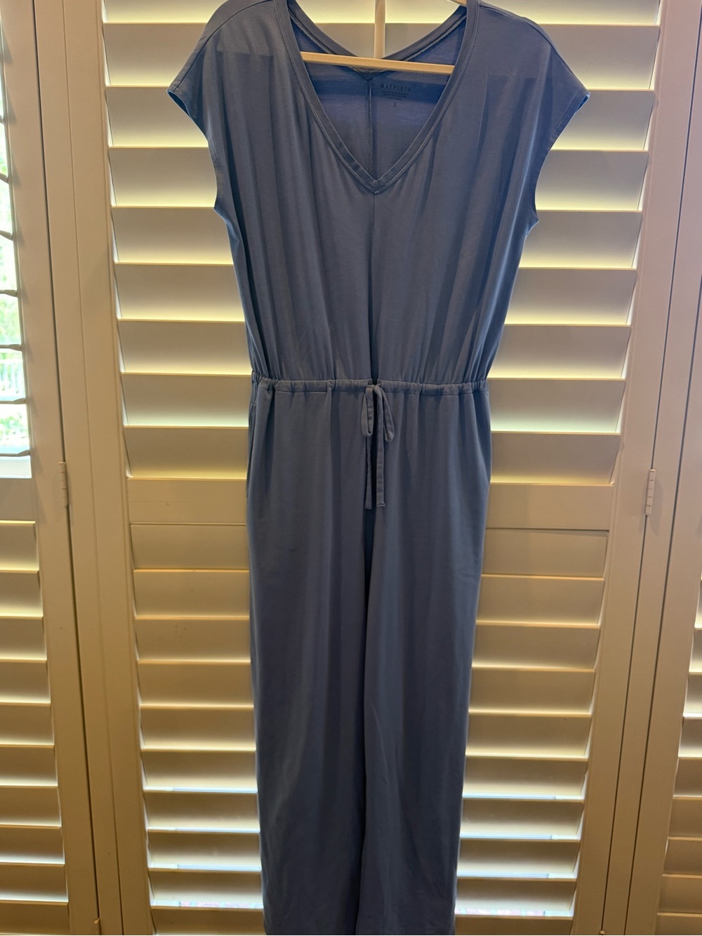 Athleta V-Neck Active Jumpsuit in Slate Blue